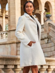 Sosandar White Borg Button Front Coat - Image 3 of 5