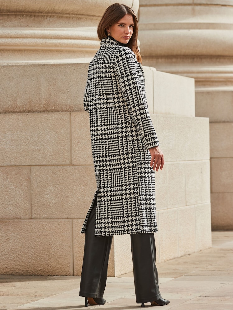 Sosandar Black Dogtooth Longline Coat - Image 2 of 5