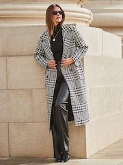 Sosandar Black Dogtooth Longline Coat - Image 3 of 5