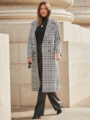 Sosandar Black Dogtooth Longline Coat - Image 4 of 5