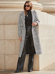 Sosandar Black Dogtooth Longline Coat - Image 5 of 5