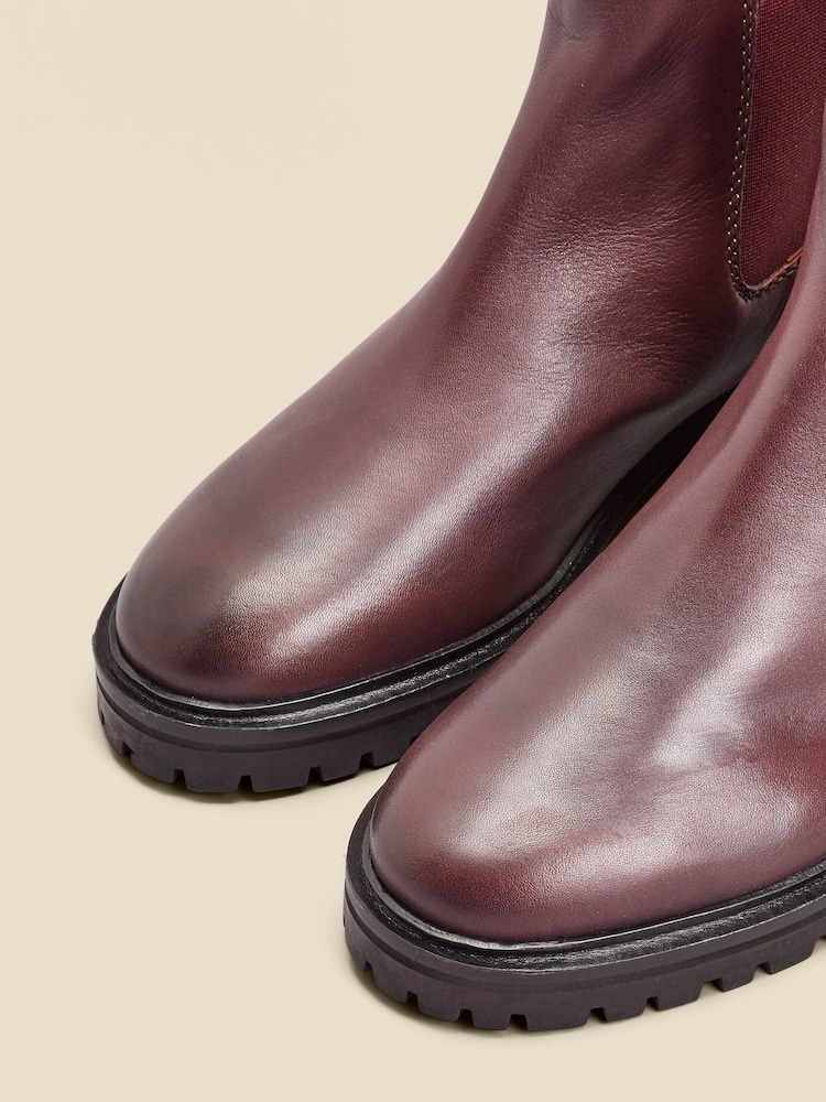 Sosandar Red Chunky Sole Leather Chelsea Boots - Image 2 of 3