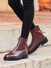 Sosandar Red Chunky Sole Leather Chelsea Boots - Image 3 of 3