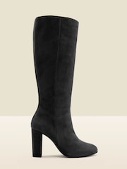 Sosandar Black Suede Zip Knee High Boots - Image 1 of 4