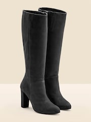 Sosandar Black Suede Zip Knee High Boots - Image 2 of 4