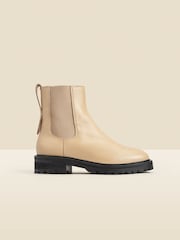 Sosandar Cream Chunky Sole Leather Chelsea Boots - Image 1 of 4