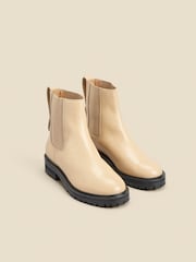 Sosandar Cream Chunky Sole Leather Chelsea Boots - Image 2 of 4