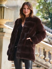 Sosandar Brown Faux Fur Coat - Image 4 of 5