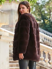 Sosandar Brown Faux Fur Coat - Image 5 of 5