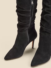 Sosandar Black Suede Slouch Stiletto Heel Over The Knee High Boot - Image 3 of 5