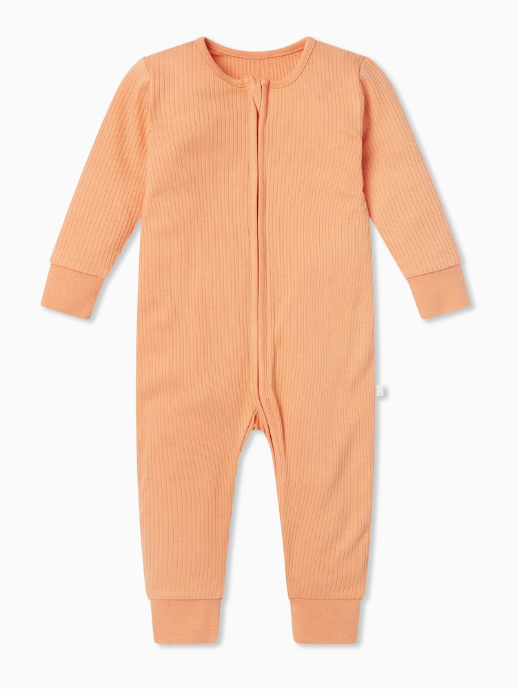 MORI Organic Cotton & Bamboo Ribbed Zip Up Sleepsuit - Image 2 of 5