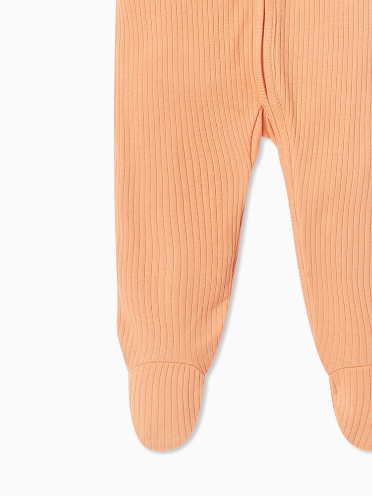 MORI Orange MORI Cotton Ribbed Zip Up Sleepsuit - Image 4 of 4 MORI Orange MORI Cotton Ribbed Zip Up Sleepsuit - Image 4 of 4