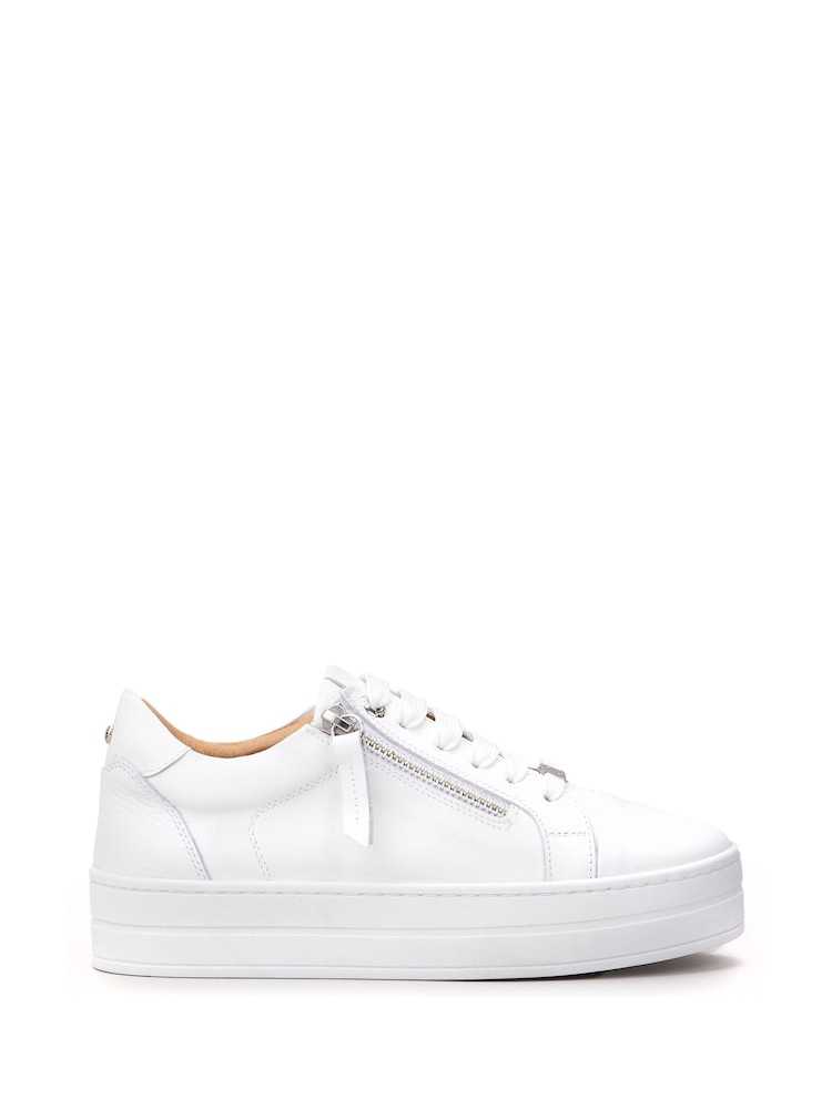 Moda In Pelle Abbiy Chunky Slab Sole Side Zip Lace Up Trainers - Image 1 of 4