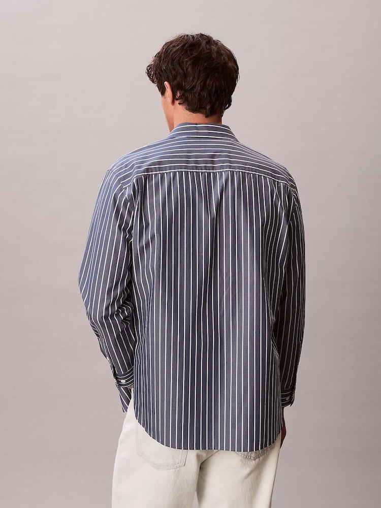 Calvin Klein Relaxed Cotton Poplin Stripe Shirt - Imagen 2 de 7