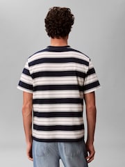 Calvin Klein Blue Cotton Stretch Stripe T-Shirt - Image 2 of 5
