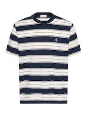 Calvin Klein Blue Cotton Stretch Stripe T-Shirt - Image 5 of 5