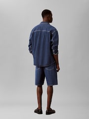 Calvin Klein Blue 90s Logo Denim Shorts - Image 2 of 5