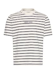 Calvin Klein Cream Relaxed Stripe Logo T-Shirt - Image 5 of 5