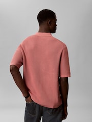 Calvin Klein Pink Cotton Waffle Knit Polo Shirt - Image 2 of 6