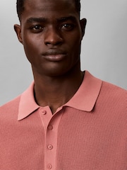 Calvin Klein Pink Cotton Waffle Knit Polo Shirt - Image 4 of 6