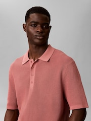 Calvin Klein Pink Cotton Waffle Knit Polo Shirt - Image 5 of 6