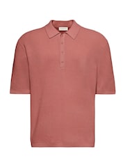 Calvin Klein Pink Cotton Waffle Knit Polo Shirt - Image 6 of 6