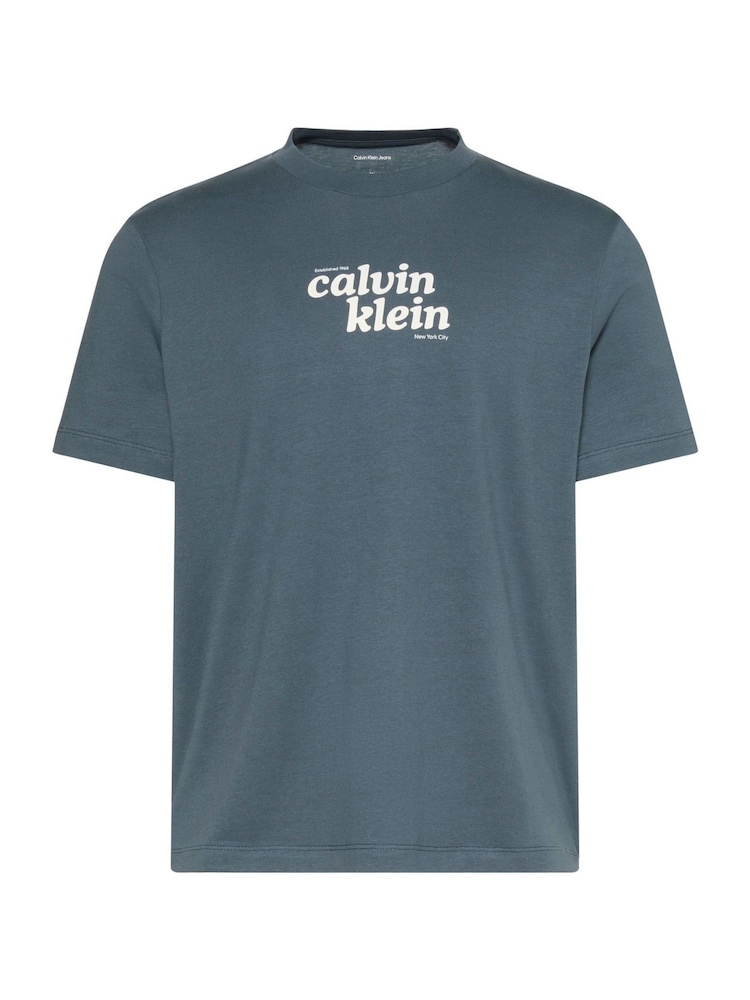 Calvin Klein Blue Relaxed Logo T-Shirt - Image 6 of 6