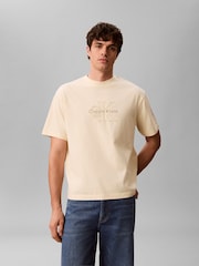 Calvin Klein Yellow Relaxed Logo Appliqué T-Shirt - Image 1 of 5