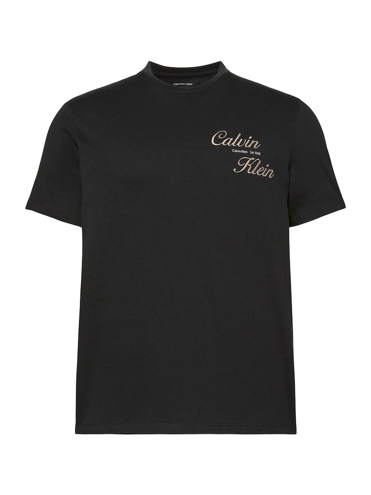 Calvin Klein Black Embroidered Logo T-Shirt - Image 5 of 5