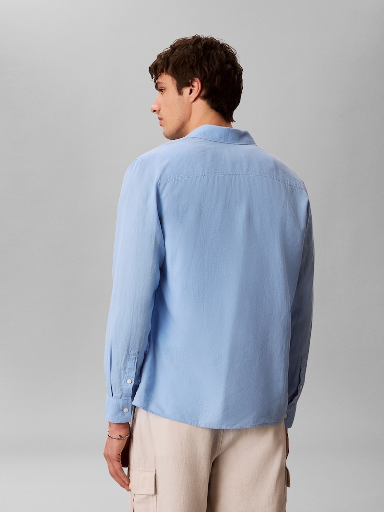 Calvin Klein Blue Stretch Woven Shirt - Image 2 of 6
