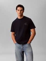 Calvin Klein Blue Relaxed Embossed Logo T-Shirt - Image 1 of 6