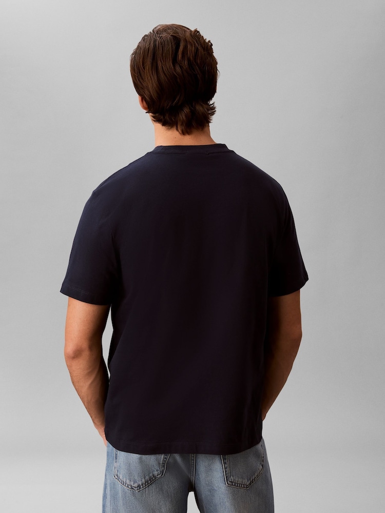 Calvin Klein Blue Relaxed Embossed Logo T-Shirt - Image 2 of 6