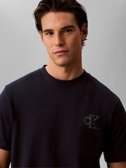 Calvin Klein Blue Relaxed Embossed Logo T-Shirt - Image 4 of 6
