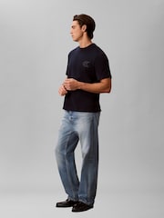 Calvin Klein Blue Relaxed Embossed Logo T-Shirt - Image 5 of 6