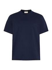 Calvin Klein Blue Relaxed Embossed Logo T-Shirt - Image 6 of 6