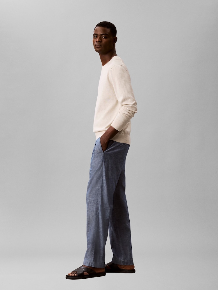 Pantalones Calvin Klein de algodón chambray con cordón ajustable - Imagen 1 de 5