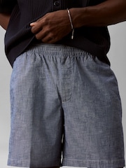 Calvin Klein Blue Cotton Chambray Drawstring Shorts - Image 1 of 6