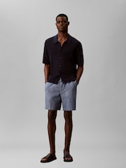 Calvin Klein Blue Cotton Chambray Drawstring Shorts - Image 3 of 6