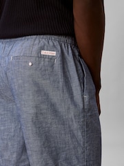 Calvin Klein Blue Cotton Chambray Drawstring Shorts - Image 5 of 6