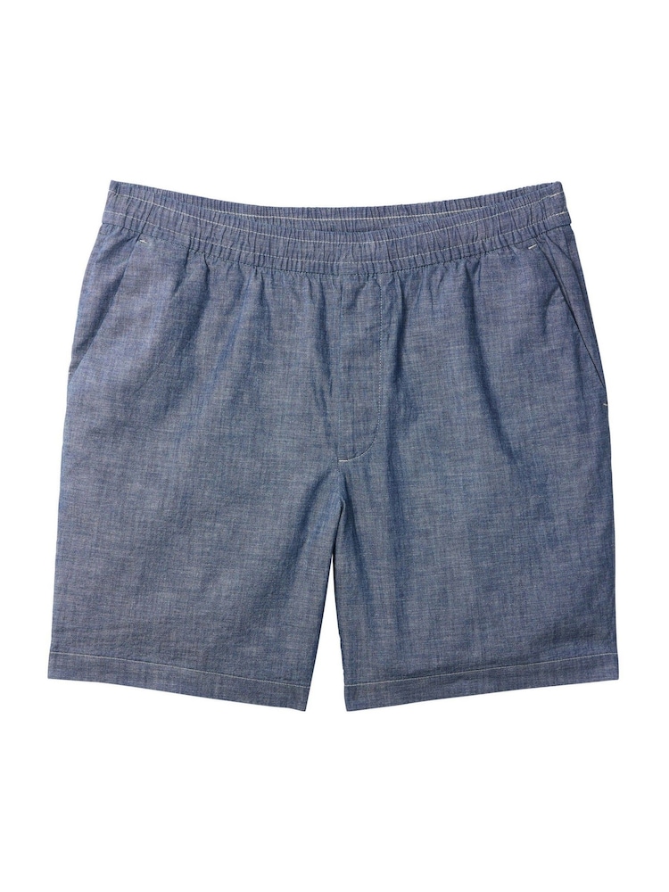 Calvin Klein Blue Cotton Chambray Drawstring Shorts - Image 6 of 6 Calvin Klein Blue Cotton Chambray Drawstring Shorts - Image 6 of 6