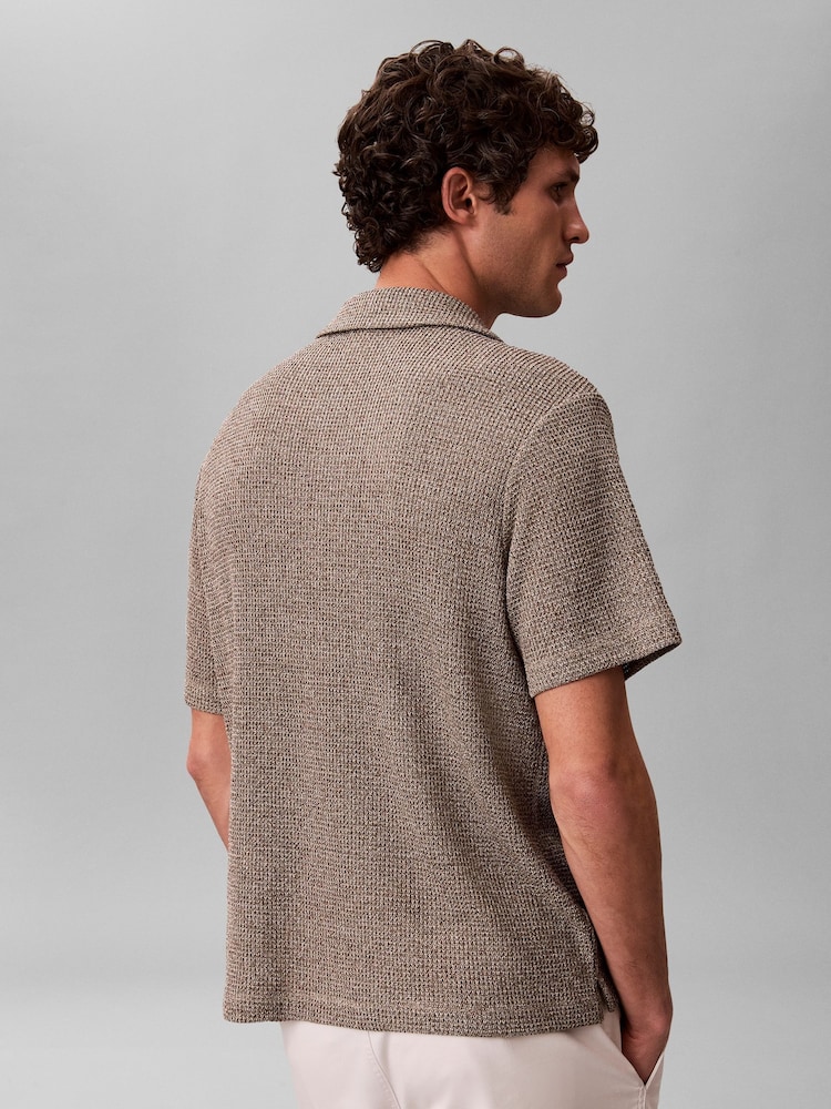 Calvin Klein Natural Textured Knit Short Sleeve Shirt - Image 2 of 6