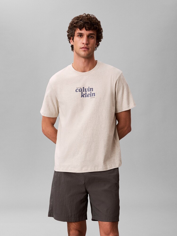 Calvin Klein White/Cream Relaxed Logo T-Shirt - Image 1 of 6