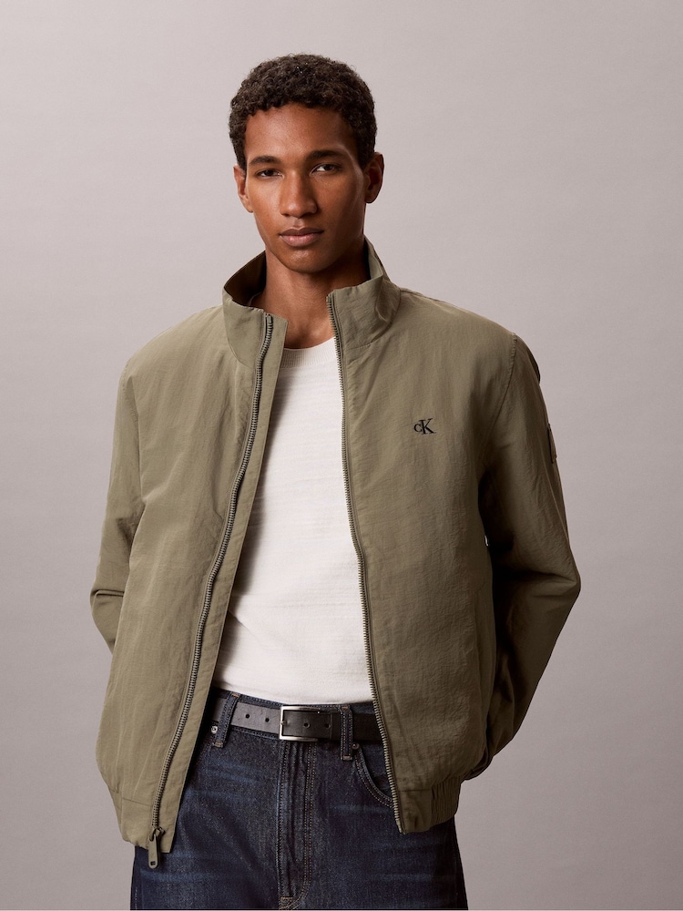 Calvin Klein Olive Green Padded Nylon Zip Up Jacket - Image 1 of 7