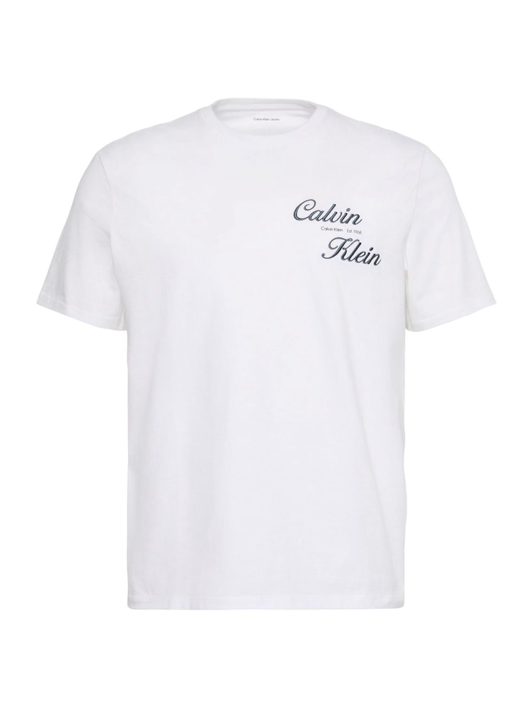 Calvin Klein White Embroidered Logo T-Shirt - Image 5 of 5