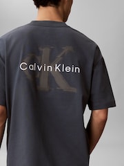 Calvin Klein Blue Oversized Embossed Logo T-Shirt - Image 3 of 5