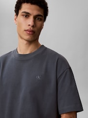 Calvin Klein Blue Oversized Embossed Logo T-Shirt - Image 4 of 5
