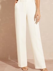 Love & Roses Ivory White Petite High Waist Wide Leg Tailored Trousers - Image 1 of 4