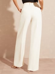 Love & Roses Ivory White Petite High Waist Wide Leg Tailored Trousers - Image 3 of 4