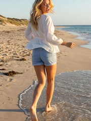Roman White Embroidered V-Neck Blouse - Image 3 of 4