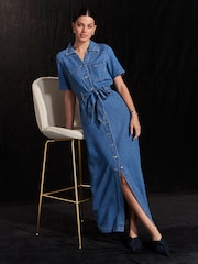 Mid Blue Denim Maxi Dress - Image 1 of 7
